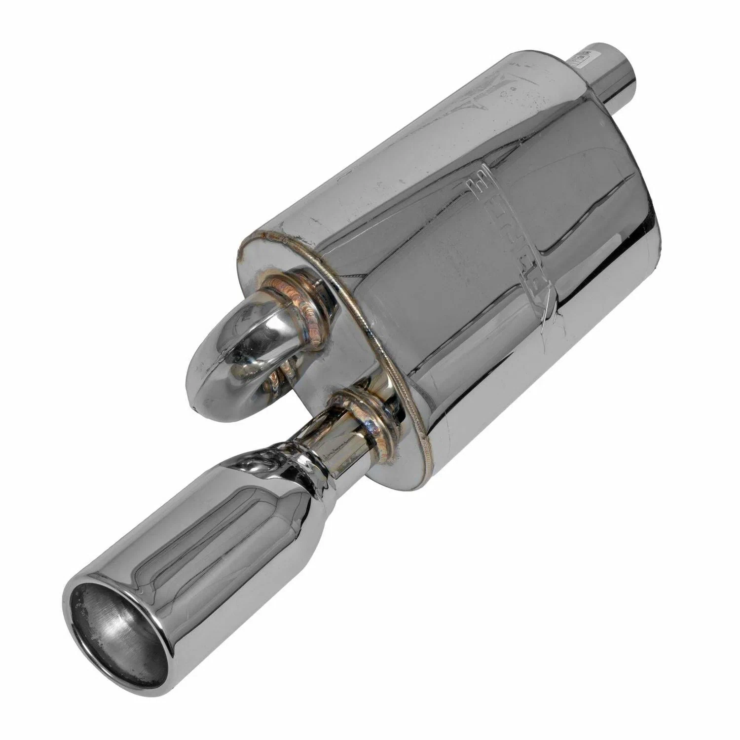 XFORCE S12L-2.25 - S_Steel Oval Twin Loop Exhaust Muffler w_ Driver Side Inlet